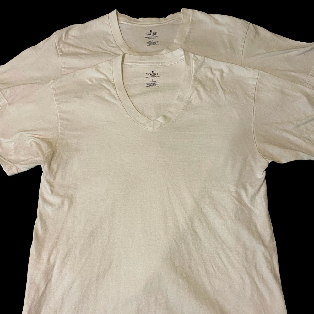 Pack of two Stafford white V neck t shirt
